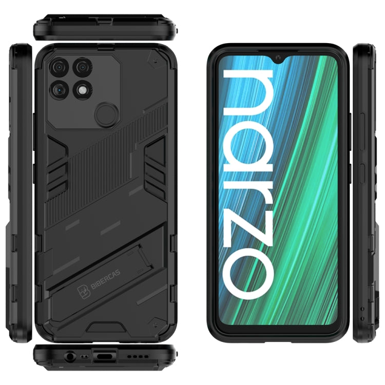 For OPPO Realme Narzo 50A Punk Armor 2 in 1 PC + TPU Shockproof Phone Case with Invisible Holder(Black) - Realme Cases by buy2fix | Online Shopping UK | buy2fix