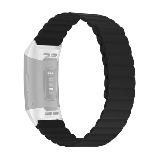 For Fitbit Charge 3 / 4 Silicone Magnetic Watch Band(Black) - Watch Bands by buy2fix | Online Shopping UK | buy2fix