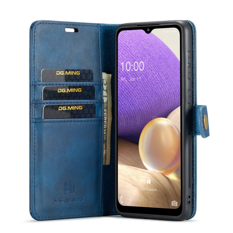 For Samsung Galaxy A33 5G DG.MING Crazy Horse Texture Detachable Magnetic Leather Phone Case(Blue) - Galaxy Phone Cases by DG.MING | Online Shopping UK | buy2fix