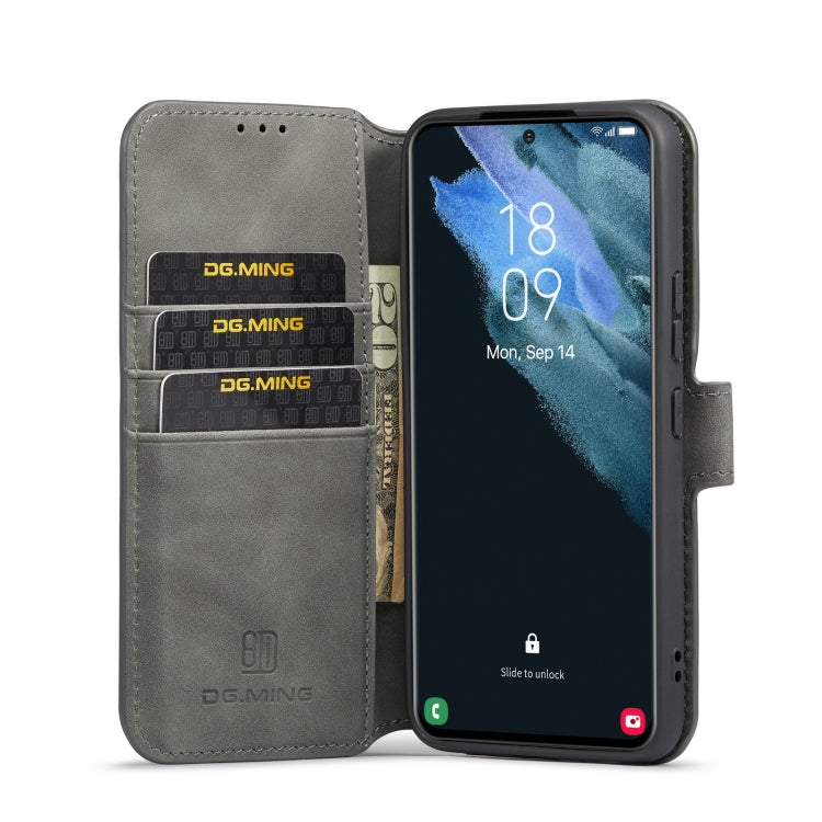 For Samsung Galaxy S22+ DG.MING Retro Oil Side Horizontal Flip Leather Case with Holder & Card Slots & Wallet(Grey) - Galaxy S22+ 5G Cases by DG.MING | Online Shopping UK | buy2fix