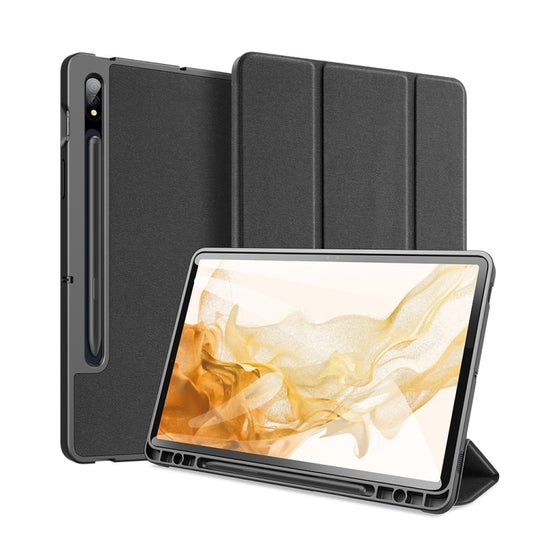 For Samsung Galaxy Tab S8 / Galaxy Tab S7 DUX DUCIS Domo Series Magnetic PU Leather Tablet Case(Black) - Galaxy Tab S8 Cases by DUX DUCIS | Online Shopping UK | buy2fix