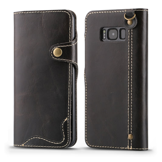 For Galaxy S8 Denior Oil Wax Cowhide Magnetic Button Horizontal Flip Leather Case with Card Slots & Wallet(Black) - Galaxy Phone Cases by Denior | Online Shopping UK | buy2fix