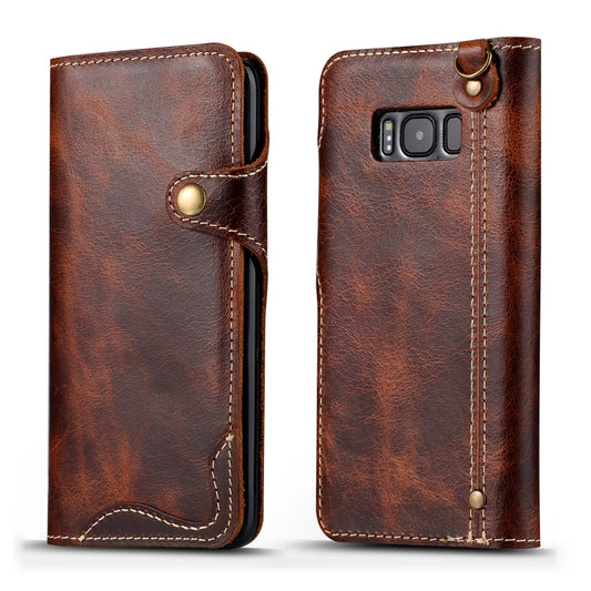 For Galaxy S8 Plus Denior Oil Wax Cowhide Magnetic Button Horizontal Flip Leather Case with Card Slots & Wallet(Brown) - Galaxy Phone Cases by Denior | Online Shopping UK | buy2fix