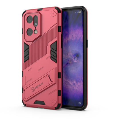 For OPPO Find X5 Pro Punk Armor 2 in 1 PC + TPU Shockproof Phone Case with Invisible Holder(Light Red) - OPPO Cases by buy2fix | Online Shopping UK | buy2fix