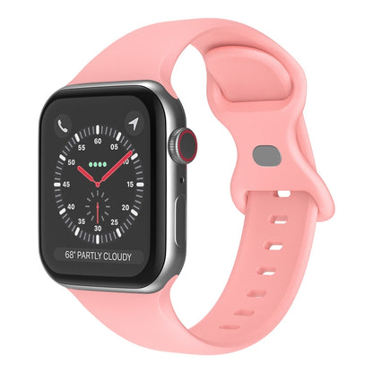 Butterfly Buckle Silicone Watch Band, Size: L For Apple Watch Ultra 49mm&Watch Ultra 2 49mm / Series 9&8&7 45mm / SE 3&SE 2&6&SE&5&4 44mm / 3&2&1 42mm(Light Pink) - Watch Bands by buy2fix | Online Shopping UK | buy2fix