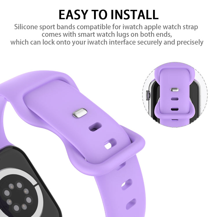 Butterfly Buckle Silicone Watch Band, Size: L For Apple Watch Ultra 49mm&Watch Ultra 2 49mm / Series 9&8&7 45mm / SE 3&SE 2&6&SE&5&4 44mm / 3&2&1 42mm(Lavender Grey) - Watch Bands by buy2fix | Online Shopping UK | buy2fix