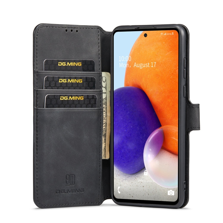 For Samsung Galaxy A73 5G DG.MING Retro Oil Edge Flip Leather Phone Case(Black) - Galaxy Phone Cases by DG.MING | Online Shopping UK | buy2fix