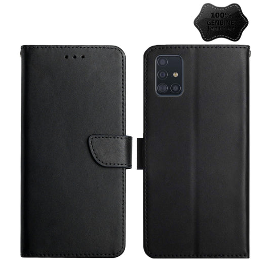 For Samsung Galaxy A71 5G Genuine Leather Fingerprint-proof Horizontal Flip Phone Case(Black) - Galaxy Phone Cases by buy2fix | Online Shopping UK | buy2fix