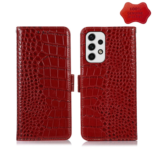 For Samsung Galaxy A23 4G Crocodile Top Layer Cowhide Leather Phone Case(Red) - Galaxy Phone Cases by buy2fix | Online Shopping UK | buy2fix