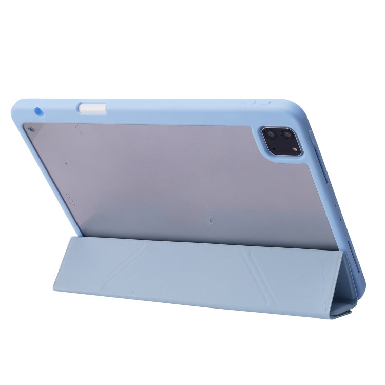 For iPad Air 13 2024 / iPad Pro 12.9 2022 / 2021 / 2020 / 2018 Deformation Transparent Acrylic Leather Tablet Case(Dark Blue) - iPad Pro 12.9 (2022/2021) Cases by buy2fix | Online Shopping UK | buy2fix