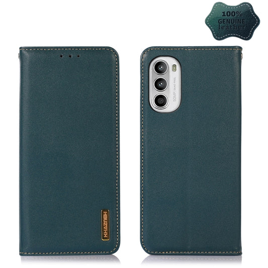 For Motorola Moto G52 4G KHAZNEH Nappa Top Layer Cowhide Leather Phone Case(Green) - Motorola Cases by buy2fix | Online Shopping UK | buy2fix