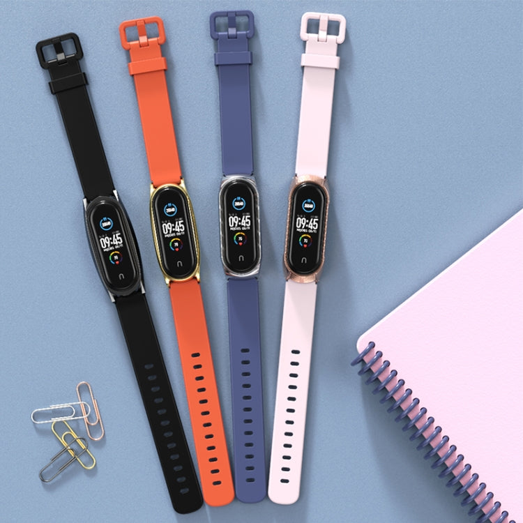 For Xiaomi Mi Band 3/4/5/6 Mijobs CS Silicone Waterproof Watch Band(Pink+Rose Gold) - Watch Bands by MIJOBS | Online Shopping UK | buy2fix