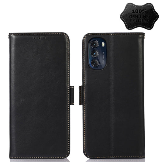 For Motorola Moto G 2022 5G Crazy Horse Top Layer Cowhide Leather Phone Case(Black) - Motorola Cases by buy2fix | Online Shopping UK | buy2fix