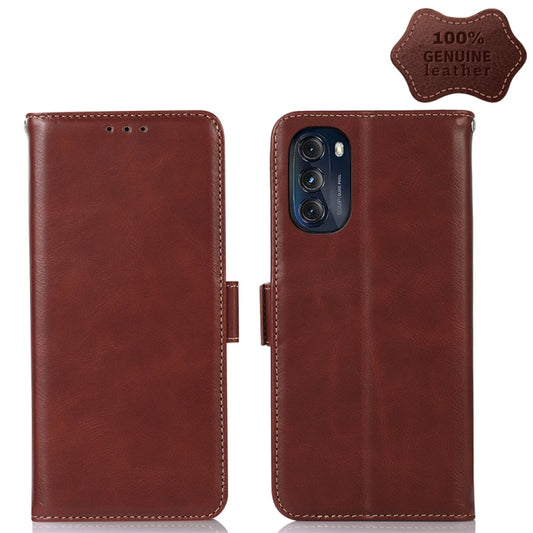 For Motorola Moto G 2022 5G Crazy Horse Top Layer Cowhide Leather Phone Case(Brown) - Motorola Cases by buy2fix | Online Shopping UK | buy2fix