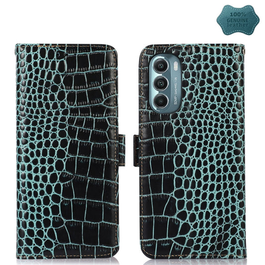 For Motorola Moto G Stylus 5G 2022 Crocodile Top Layer Cowhide Leather Phone Case(Green) - Motorola Cases by buy2fix | Online Shopping UK | buy2fix