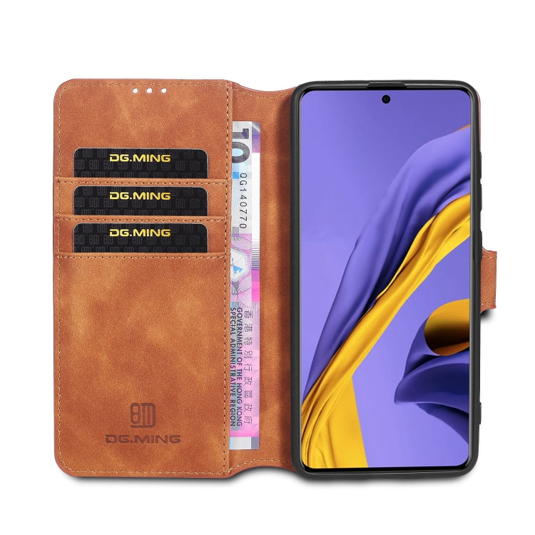 For Galaxy A51 DG.MING Retro Oil Side Horizontal Flip Case with Holder & Card Slots & Wallet(Brown) - Galaxy Phone Cases by DG.MING | Online Shopping UK | buy2fix