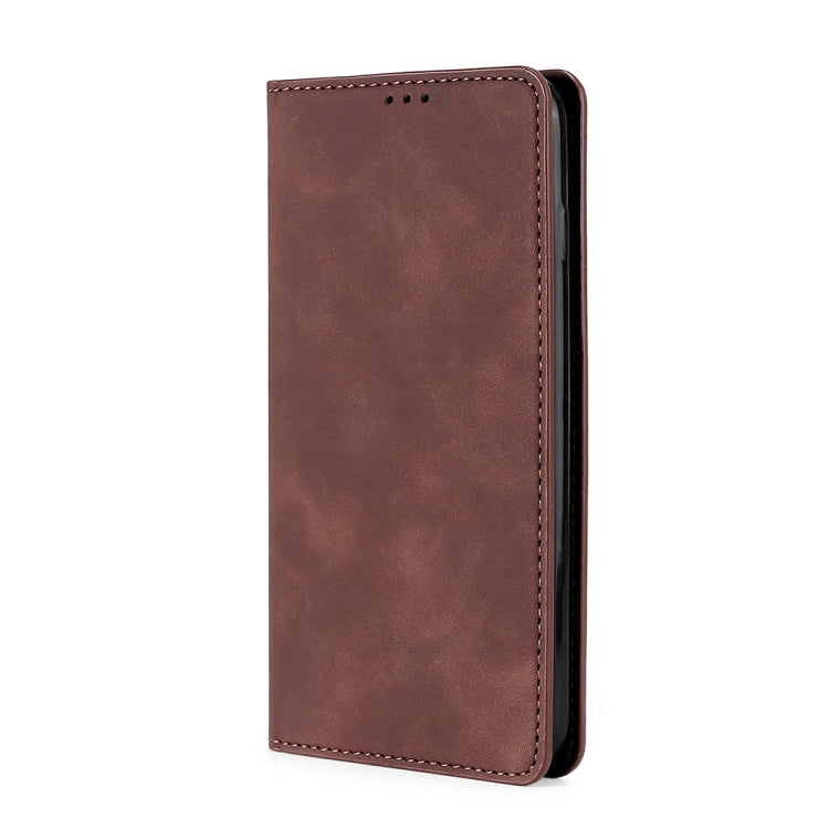 For Blackview A50 Skin Feel Magnetic Horizontal Flip Leather Phone Case(Dark Brown) - More Brand by buy2fix | Online Shopping UK | buy2fix