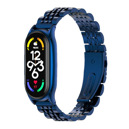 For Xiaomi Mi Band 7 / 7 NFC MIJOBS Plus Seven-bead Metal Stainless Steel Watch Band(Blue) - Watch Bands by MIJOBS | Online Shopping UK | buy2fix