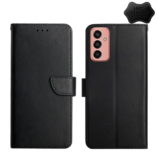 For Samsung Galaxy M13 Genuine Leather Fingerprint-proof Flip Phone Case(Black) - Galaxy Phone Cases by buy2fix | Online Shopping UK | buy2fix