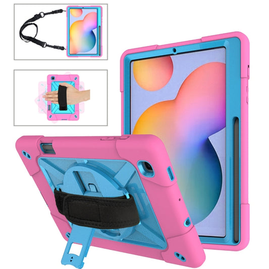 For Samsung Galaxy Tab S6 Lite P610 Contrast Color Robot Silicone + PC Tablet Case(Rose Red Blue) - Tab S6 Lite P610 / P615 by buy2fix | Online Shopping UK | buy2fix