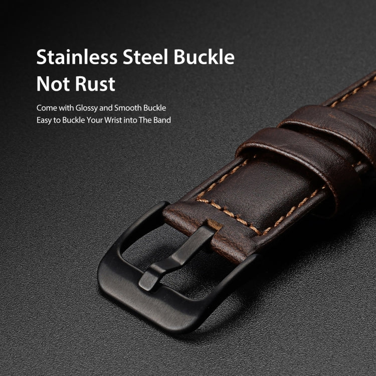 DUX DUCIS 22mm Genuine Leather Watch Band For Samsung Galaxy/Huawei/Honor/Xiaomi Watch(Coffee) - 22mm Bands by DUX DUCIS | Online Shopping UK | buy2fix