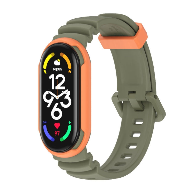 For Xiaomi Mi Band 5 / 6 / 7 MIJOBS GS Unibody Two-color Watch Band(Army Green Orange) - Watch Bands by MIJOBS | Online Shopping UK | buy2fix