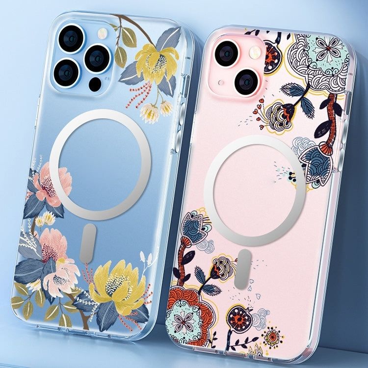 For iPhone 14 Pro Flower Frosted MagSafe Phone Case(Lily) - iPhone 14 Pro Cases by buy2fix | Online Shopping UK | buy2fix