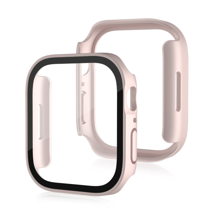 Life Waterproof Frosted 2 in 1 PC Frame + Tempered Glass Protective Case For Apple Watch Series 6 / 5 / 4 / SE 44mm(Pink) - Watch Cases by buy2fix | Online Shopping UK | buy2fix