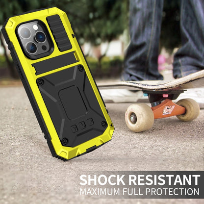 For iPhone 14 Pro Max R-JUST Shockproof Waterproof Dust-proof Case with Holder (Yellow) - iPhone 14 Pro Max Cases by R-JUST | Online Shopping UK | buy2fix