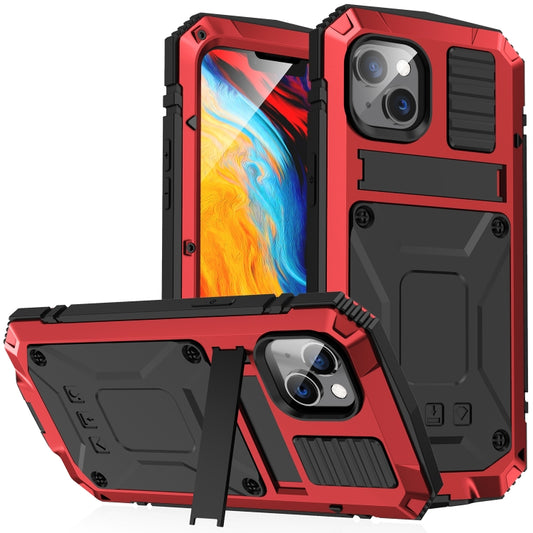 For iPhone 14 R-JUST Shockproof Waterproof Dust-proof Case with Holder (Red) - iPhone 14 Cases by R-JUST | Online Shopping UK | buy2fix