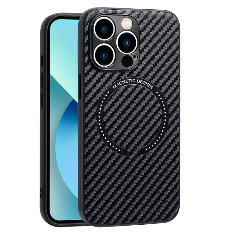 For iPhone 12 Pro Carbon Fiber Texture MagSafe Magnetic Phone Case(Black) - iPhone 12 / 12 Pro Cases by buy2fix | Online Shopping UK | buy2fix