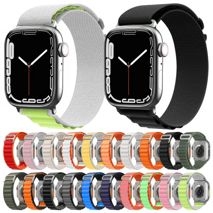 Nylon Watch Band For Apple Watch Series 8&7 45mm / SE 2&6&SE&5&4 44mm / 3&2&1 42mm (White+Orange) - Watch Bands by buy2fix | Online Shopping UK | buy2fix