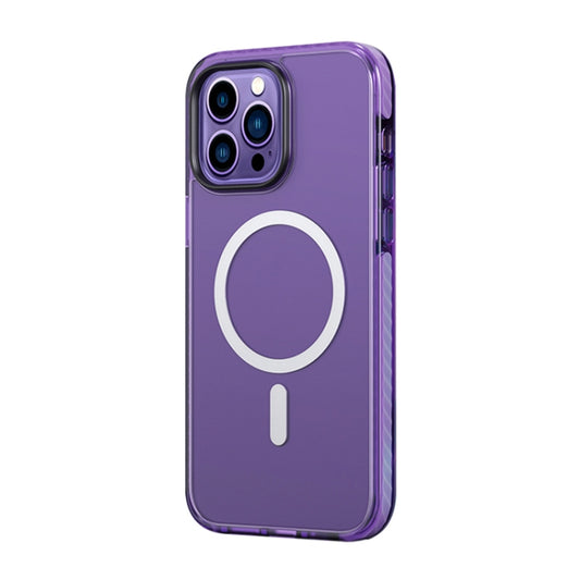 For iPhone 14 Pro ROCK Double-layer Armor Shield MagSafe Magnetic Phone Case(Purple) - iPhone 14 Pro Cases by ROCK | Online Shopping UK | buy2fix