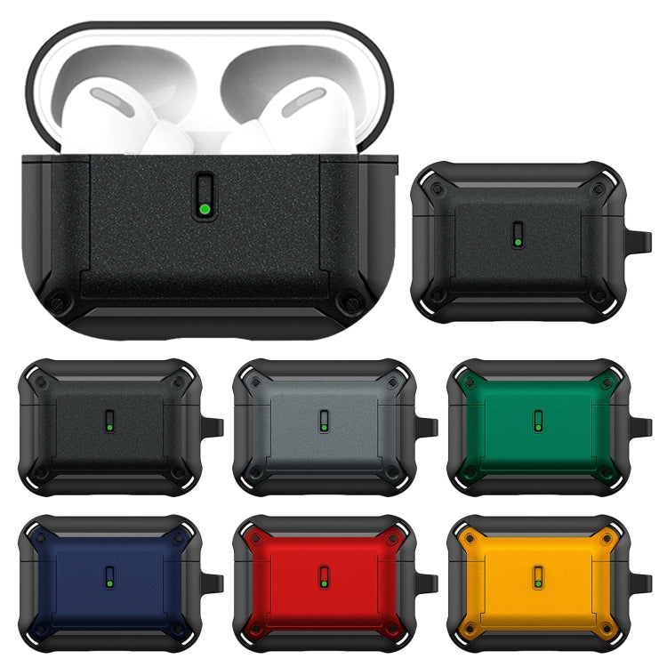 For AirPods Pro Sliding Buckle Wireless Earphone Protective Case with Hook(Black Green) - For AirPods Pro by buy2fix | Online Shopping UK | buy2fix