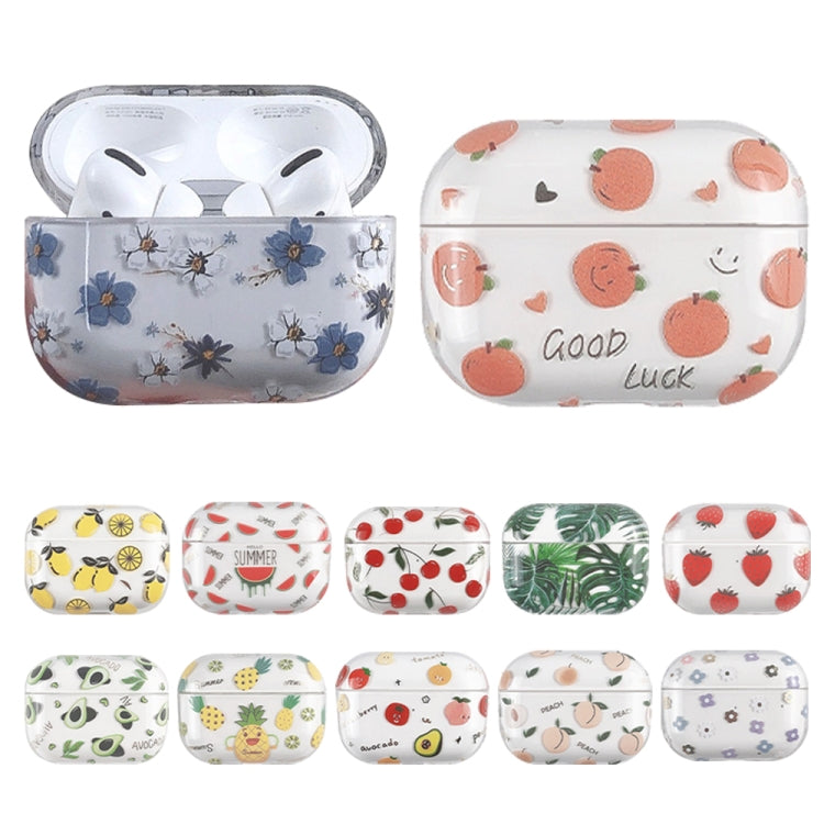 For AirPods Pro 2 Bronzing Fruit Pattern PC Earphone Hard Protective Case(Blue White Flowers) - For AirPods Pro 2 by buy2fix | Online Shopping UK | buy2fix