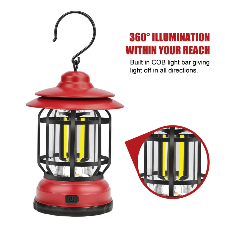 Portable Retro Hanging Lamp Lantern Camping Tent Light, Type:USB Charging(Black) - Camping Lighting by buy2fix | Online Shopping UK | buy2fix