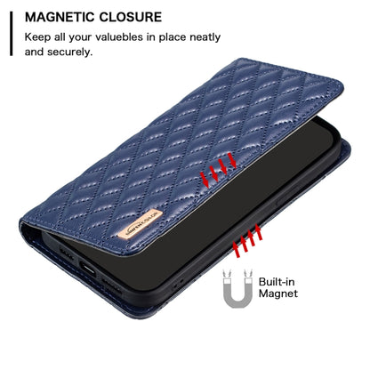 For OPPO Reno7 5G / Find X5 Lite Diamond Lattice Magnetic Leather Flip Phone Case(Blue) - OPPO Cases by buy2fix | Online Shopping UK | buy2fix