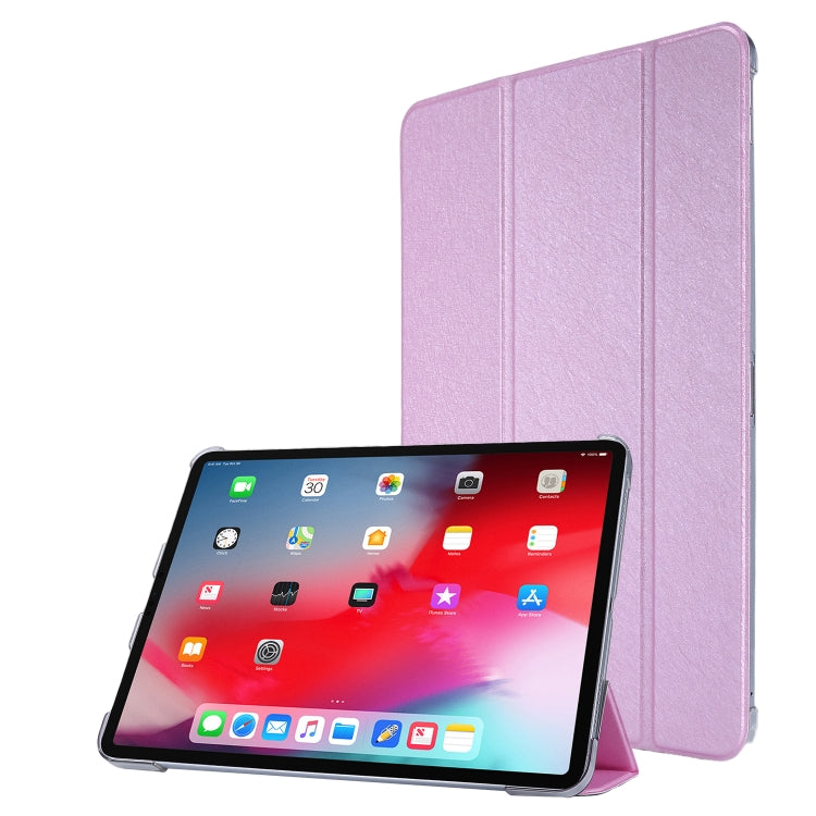 For iPad Air 13 2024 / Pro 12.9 2020 TPU Silk Texture Three-fold Horizontal Flip Leather Tablet Case with Holder(Light Purple) - iPad Pro 12.9 (2020) Cases by buy2fix | Online Shopping UK | buy2fix