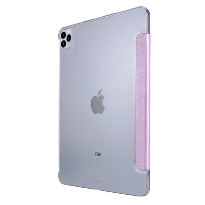 For iPad Air 13 2024 / Pro 12.9 2020 TPU Silk Texture Three-fold Horizontal Flip Leather Tablet Case with Holder(Light Purple) - iPad Pro 12.9 (2020) Cases by buy2fix | Online Shopping UK | buy2fix