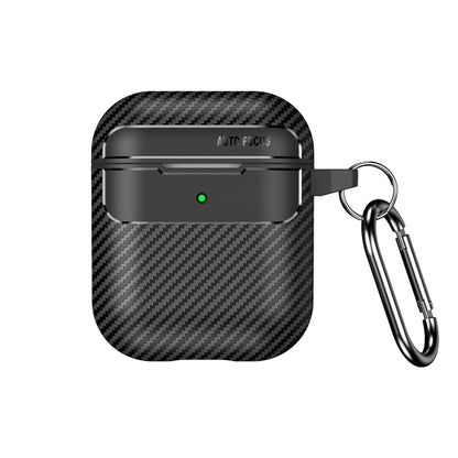 For AirPods 1 / 2 Carbon Fiber Texture Anti-fall Earphone Protective Case(Black) - For AirPods 1/2 by buy2fix | Online Shopping UK | buy2fix