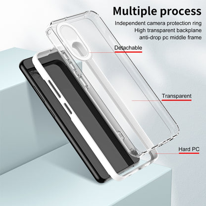 For OPPO A17 4G 3 in 1 Clear TPU Color PC Frame Phone Case(White) - OPPO Cases by buy2fix | Online Shopping UK | buy2fix