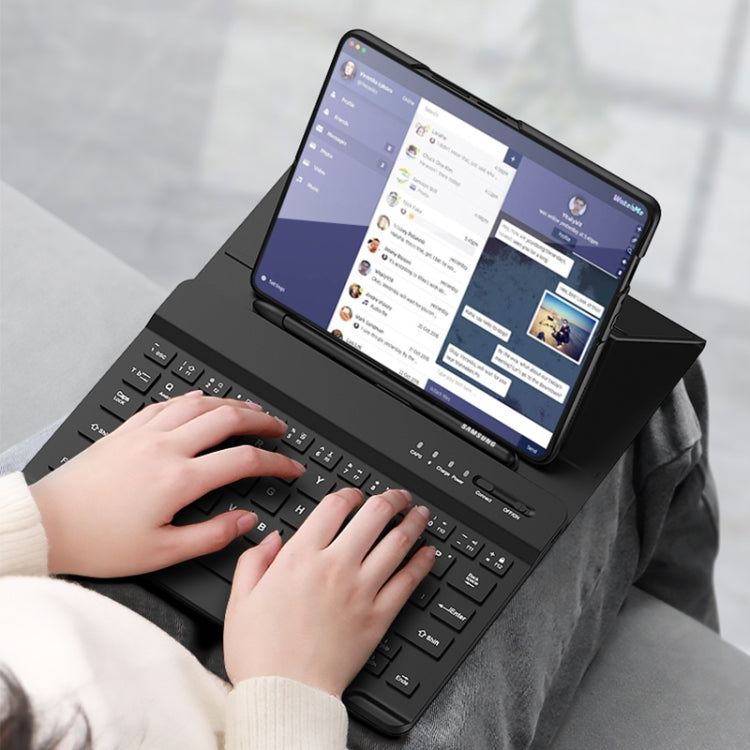 For Samsung Galaxy Z Fold3 5G Magnetic Folding Bluetooth Keyboard Leather Case(Carbon Fiber) - Samsung Keyboard by buy2fix | Online Shopping UK | buy2fix