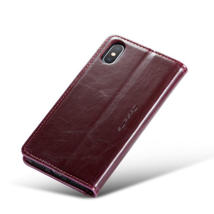 For iPhone XS CaseMe 003 Crazy Horse Texture Leather Phone Case(Wine Red) - More iPhone Cases by CaseMe | Online Shopping UK | buy2fix