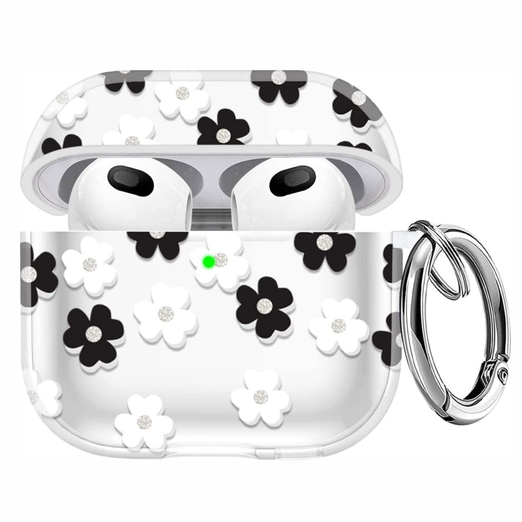 For AirPods 3 Glitter Four-color Flower Earphone Protective Case(Black White) - For AirPods 3 by buy2fix | Online Shopping UK | buy2fix