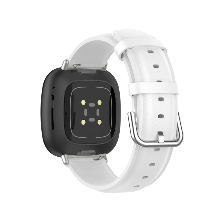 For Fitbit Versa 3 / Sense Genuine Leather Watch Band(White) - Watch Bands by buy2fix | Online Shopping UK | buy2fix