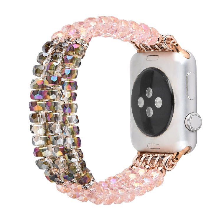 For Apple Watch 5 & 4 44mm / 3 & 2 & 1 42mm Pearl Crystal Watch Band(Crystal Pink) - Watch Bands by buy2fix | Online Shopping UK | buy2fix