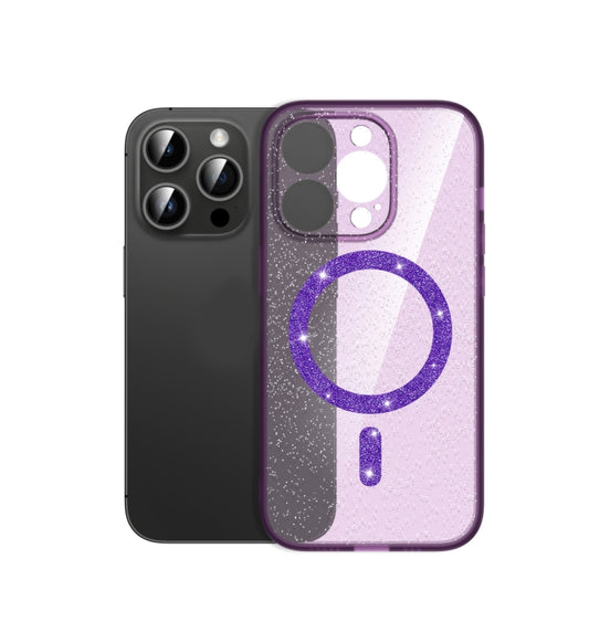For iPhone 14 Pro Max Magsafe Glitter Shockproof Phone Case(Purple) - iPhone 14 Pro Max Cases by buy2fix | Online Shopping UK | buy2fix