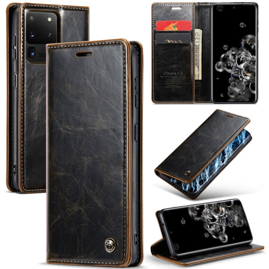 For Samsung Galaxy S20 Ultra CaseMe 003 Crazy Horse Texture Leather Phone Case(Coffee) - Galaxy Phone Cases by CaseMe | Online Shopping UK | buy2fix