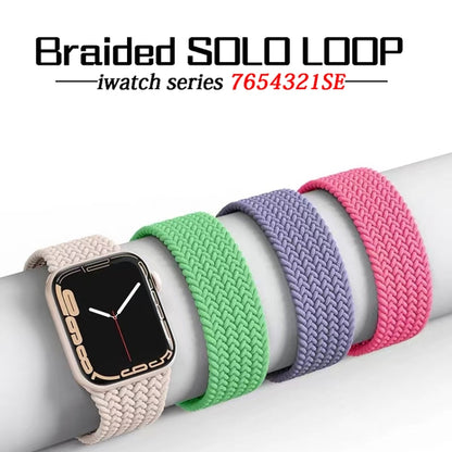 Nylon Single-turn Braided Watch Band For Apple Watch Ultra 49mm&Watch Ultra 2 49mm / Series 9&8&7 45mm / SE 3&SE 2&6&SE&5&4 44mm / 3&2&1 42mm, Length:145mm(Orange Pink) - Watch Bands by buy2fix | Online Shopping UK | buy2fix