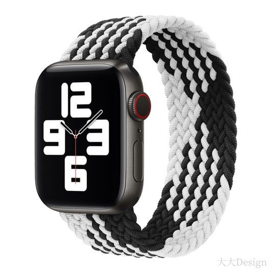 Nylon Single-turn Braided Watch Band For Apple Watch Ultra 49mm / Series 8&7 45mm / SE 2&6&SE&5&4 44mm / 3&2&1 42mm, Length:155mm(Z Black White) - Watch Bands by buy2fix | Online Shopping UK | buy2fix